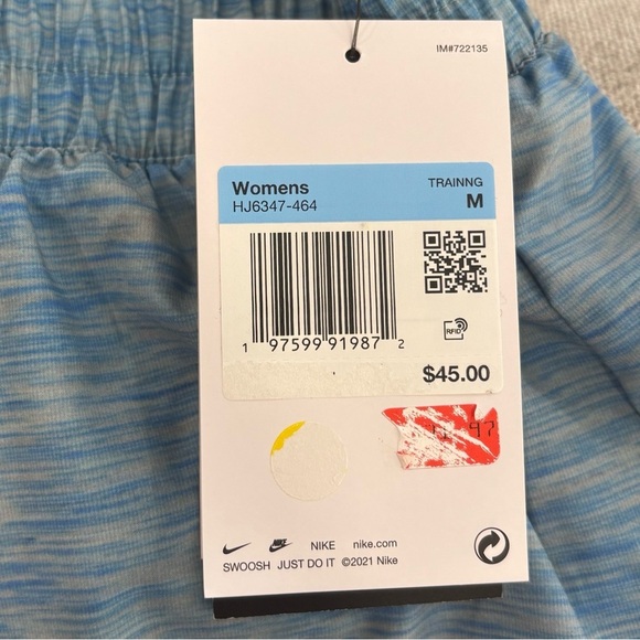 NWT Nike Women's Dri Fit Training Shorts In Blue Size Medium - Picture 4 of 6